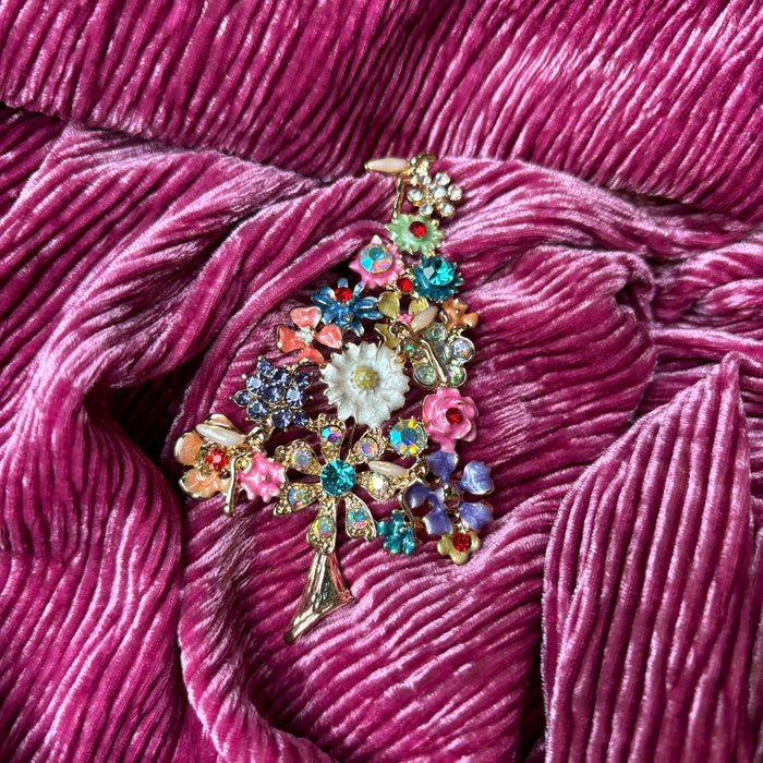 Pretty Floral pastel Christmas tree brooch