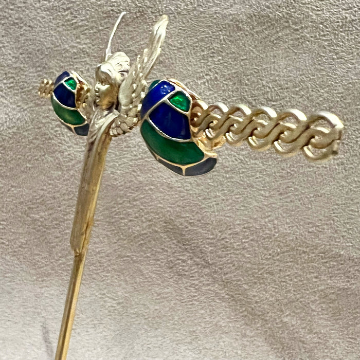 Vintage Blue and Green Enamel Clip On Half Hoop Earrings Gold Plated