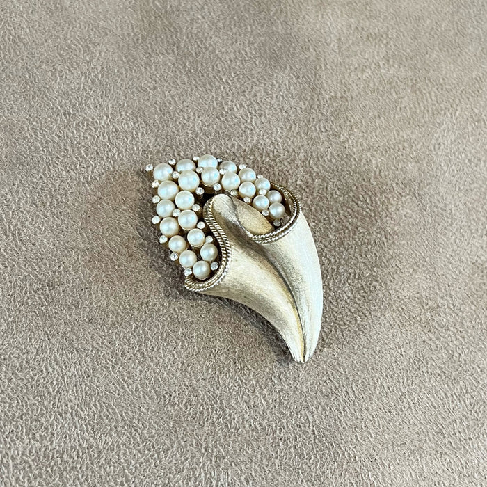 Trifari 1950s Gold and Pearl Bouquet Brooch