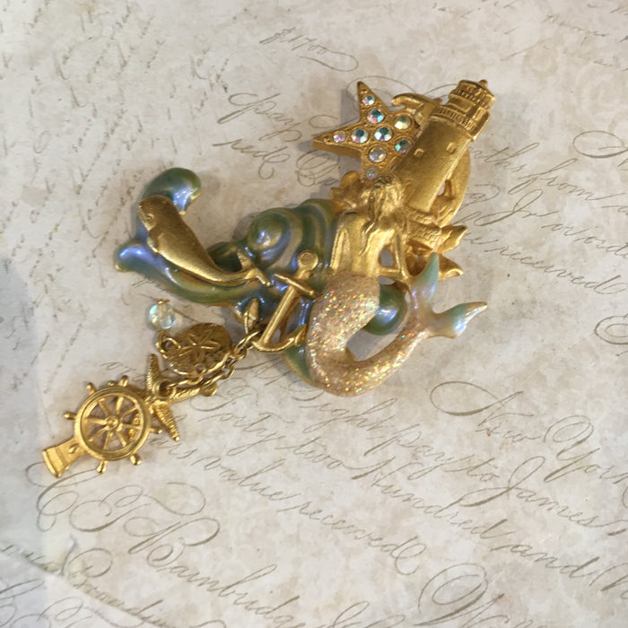 Kirks Folly Mermaid Brooch Gold