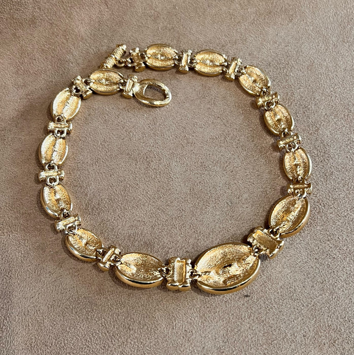 Vintage Grossé Gold Plated Statement Necklace Crystal Stones