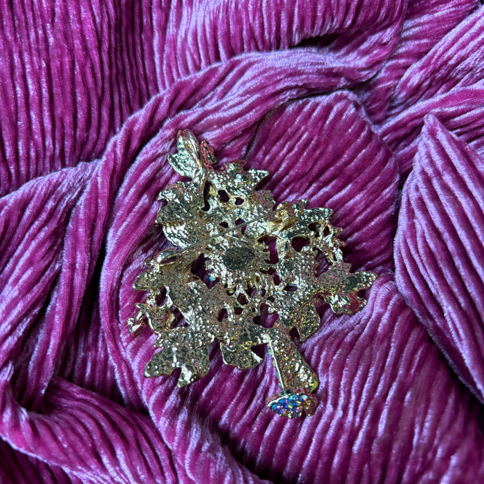 Icy blue Christmas tree brooch