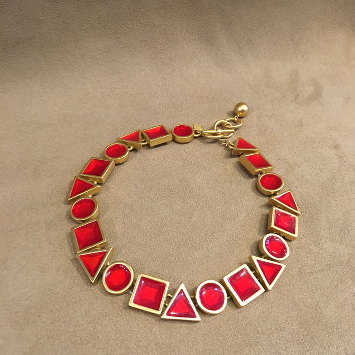 Anne Klein Red Resin shapes Statement Necklace