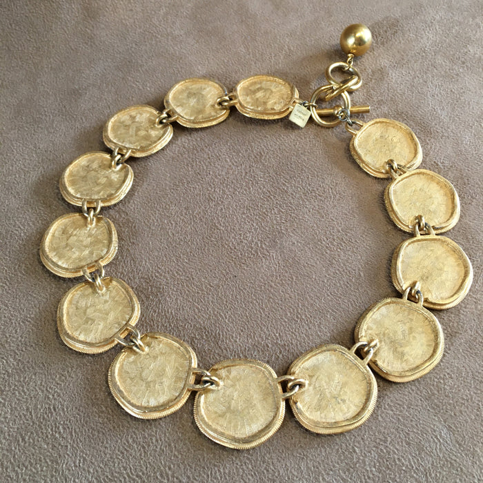 Anne Klein Orange Red Enamel Statement Necklace
