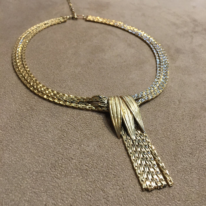 Vintage Gold Tassell Necklace 1970