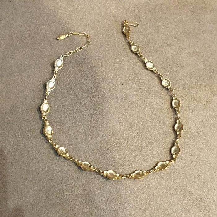 Vintage Turquoise and Seed Pearl Gold Plated Necklace