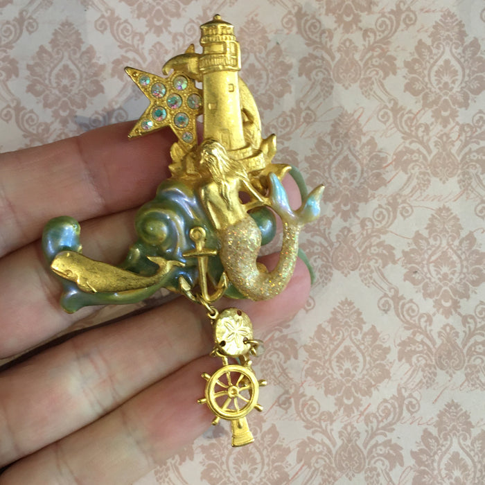 Kirks Folly Mermaid Brooch Gold