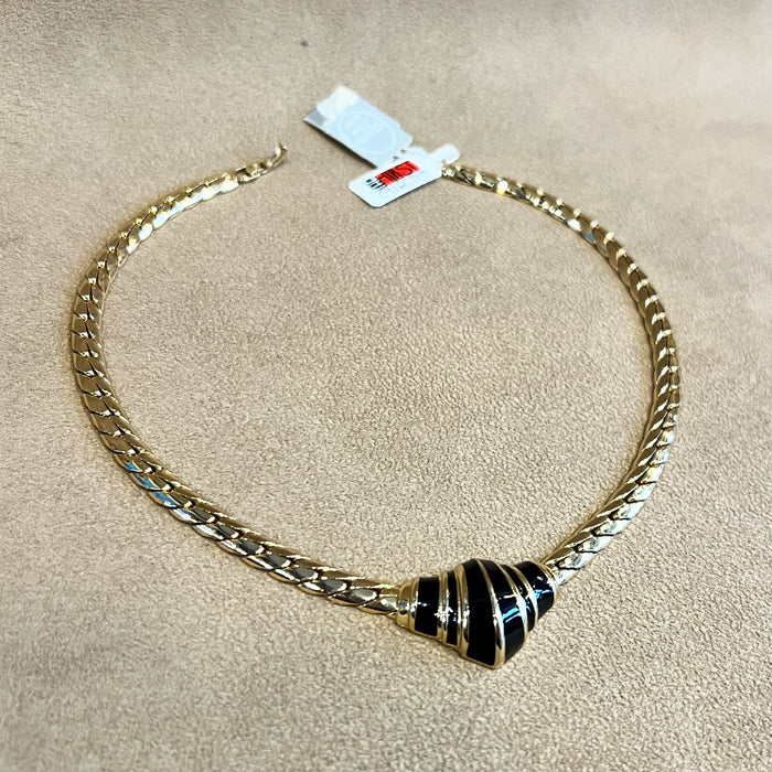 Vintage Christian Dior  Black Enamel Necklace
