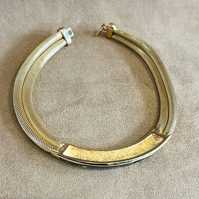 Christian Dior Vintage Green Enamel Gold Plated Crystal Necklace