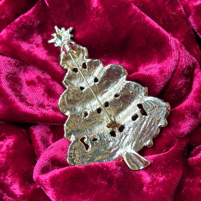 Olive Green Christmas tree brooch