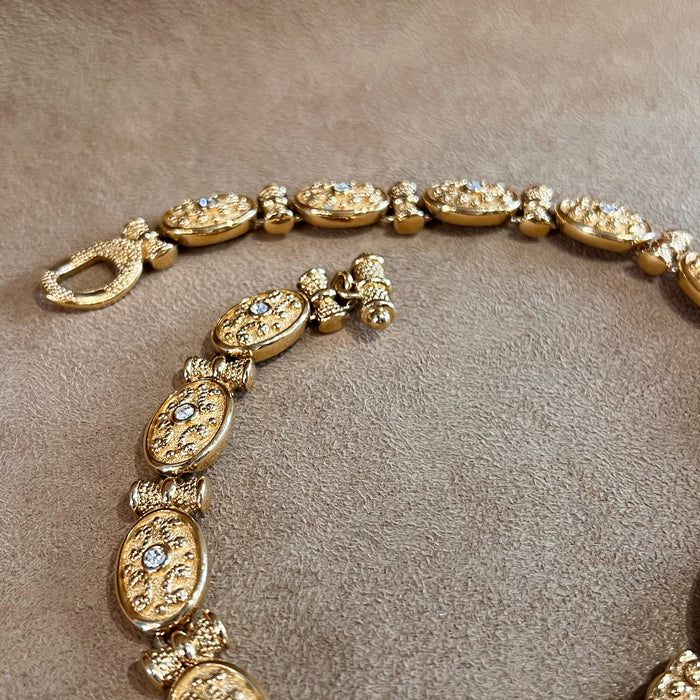 Vintage Grossé Gold Plated Statement Necklace Crystal Stones