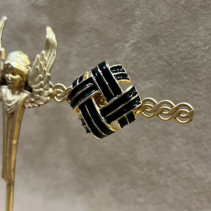 Black Enamel Vintage Clip On Earrings