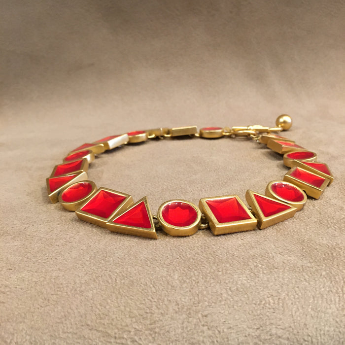 Anne Klein Red Resin shapes Statement Necklace