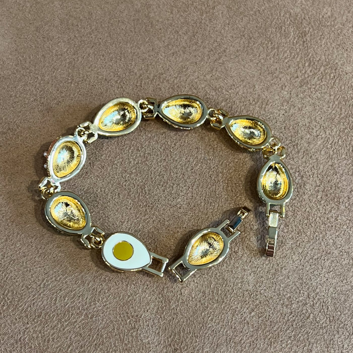Modern Faberge Egg Bracelet Enamel Gold Metal