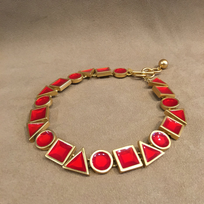 Anne Klein Red Resin shapes Statement Necklace