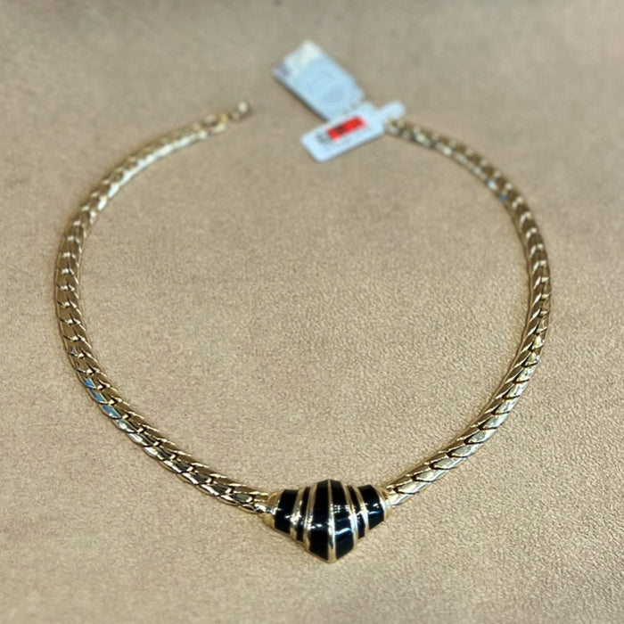 Vintage Christian Dior  Black Enamel Necklace