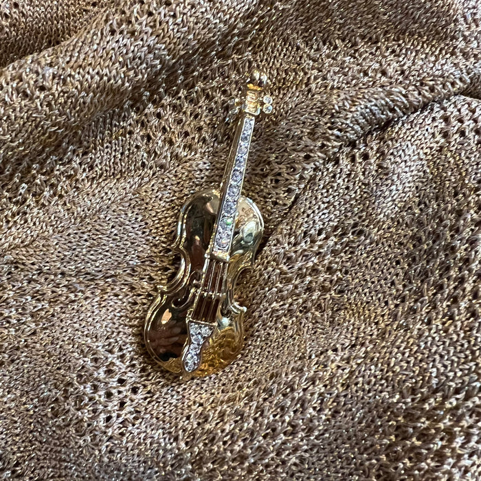 Gold Violin Brooch by Cabouchon