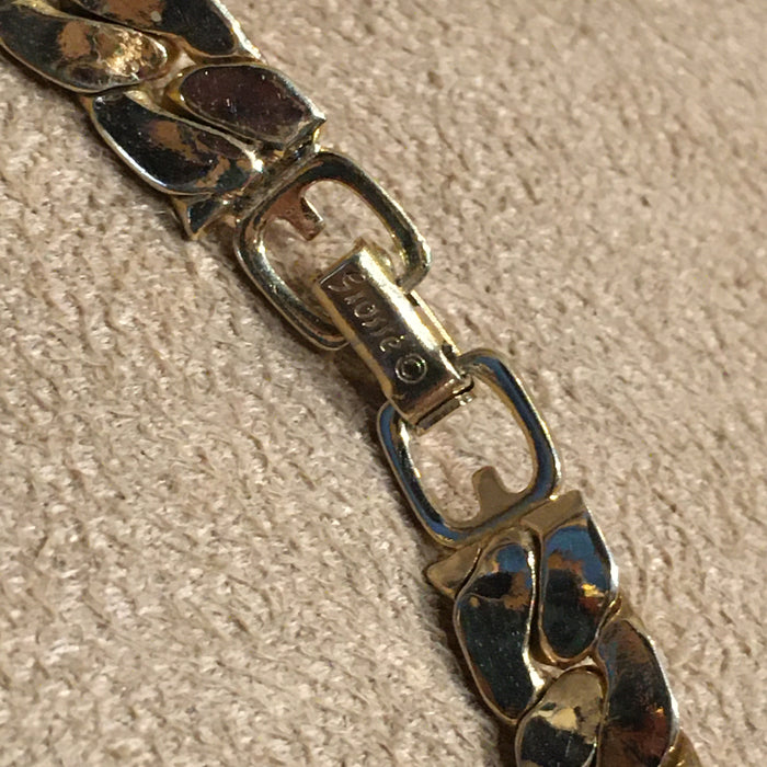 Grossé Vintage Necklace Red and White Crystal Black Enamel Gold