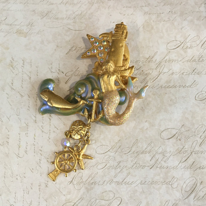 Kirks Folly Mermaid Brooch Gold
