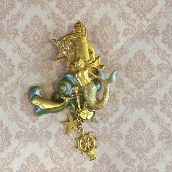 Kirks Folly Mermaid Brooch Gold
