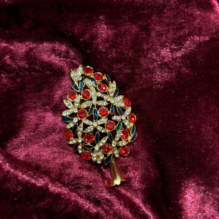 Christmas Tree Brooch Pin by Sardi Crystal Gold