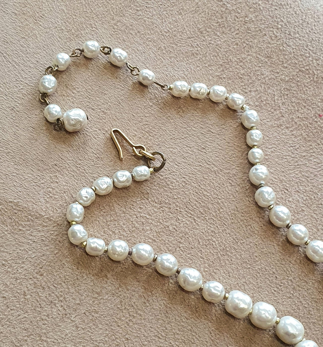 Miriam Haskell Vintage Necklace Pearl Green Glass - The Hirst Collection