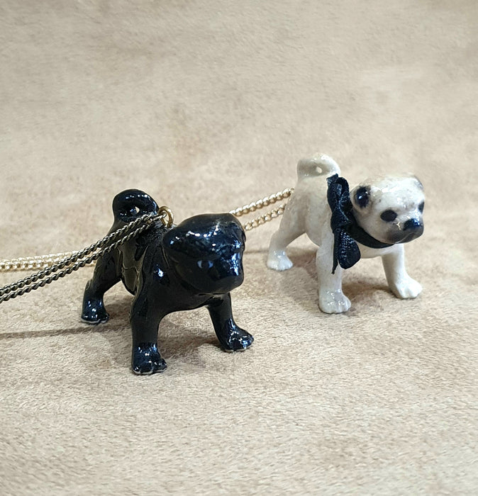 Black Pug Dog pendant by And Mary in porcelaine - The Hirst Collection