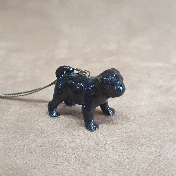 Black Pug Dog pendant by And Mary in porcelaine - The Hirst Collection