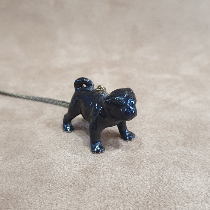 Black Pug Dog pendant by And Mary in porcelaine - The Hirst Collection