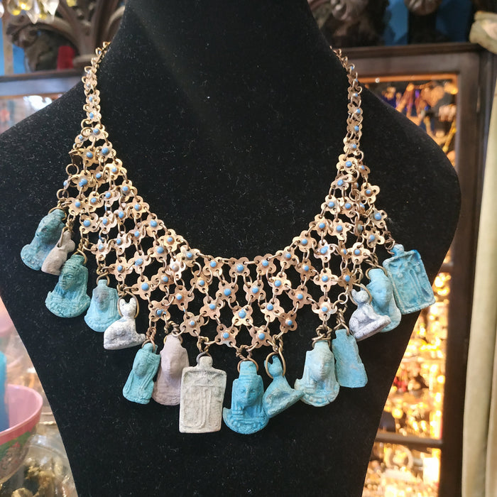 Egyptian Revival Charm Necklace Turquoise - The Hirst Collection