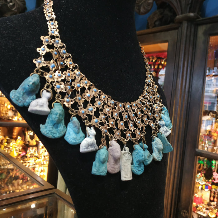 Egyptian Revival Charm Necklace Turquoise - The Hirst Collection