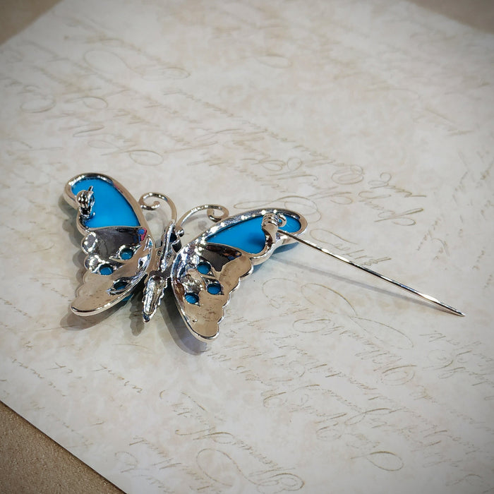 Butterfly Brooch Turquoise Silver Marcasite Pendant - The Hirst Collection