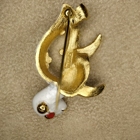 TrifariTurtle Brooch Vintage White Enamel - The Hirst Collection