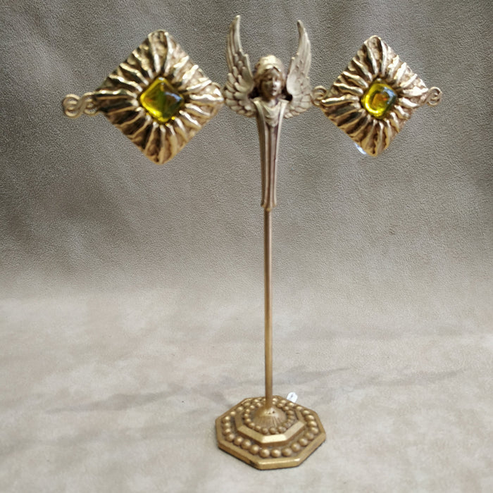 Jean Patou Yellow Gold Square  clip on earrings - The Hirst Collection