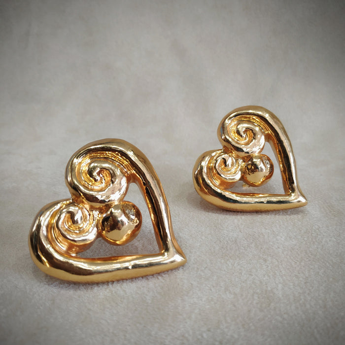 Christian Lacroix Gold Heart Earrings - The Hirst Collection