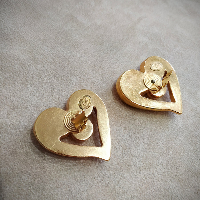 Christian Lacroix Gold Heart Earrings - The Hirst Collection