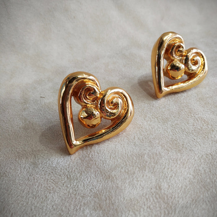 Christian Lacroix Gold Heart Earrings - The Hirst Collection