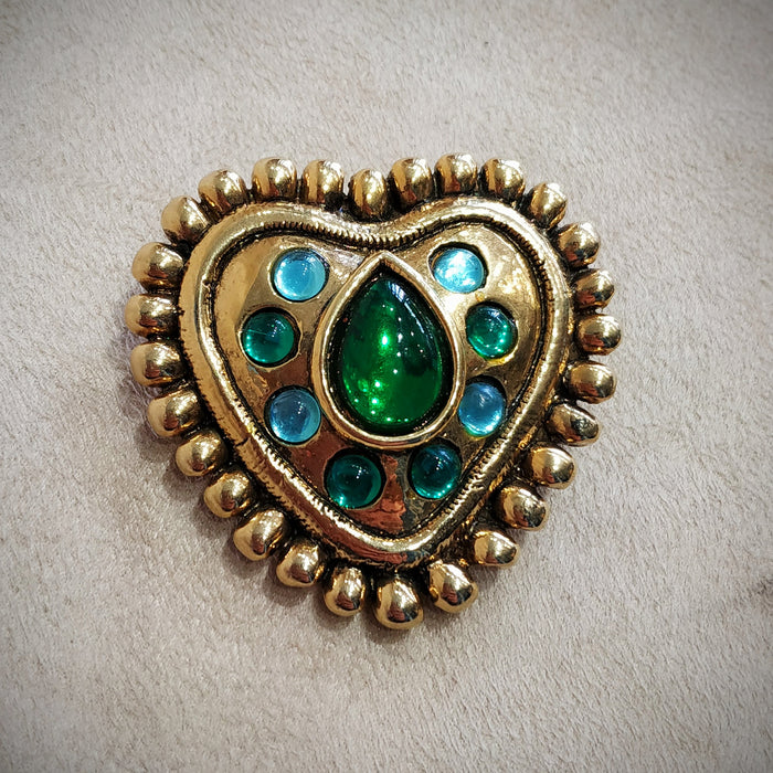 Golden Green Heart Brooch  by Satelite Paris - The Hirst Collection