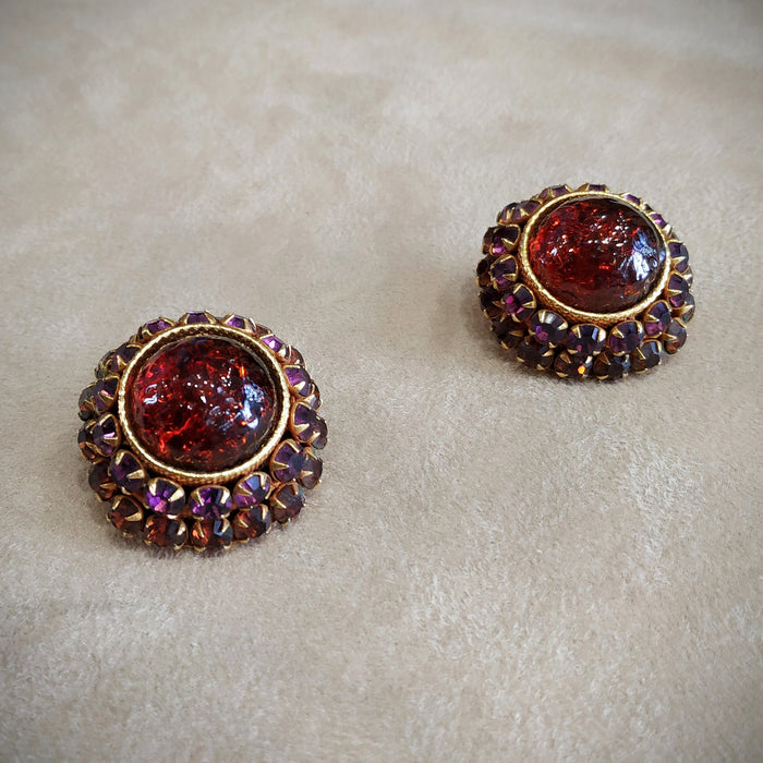 Dominique Aurientis statement Amber Purple Clip on Earrings - The Hirst Collection