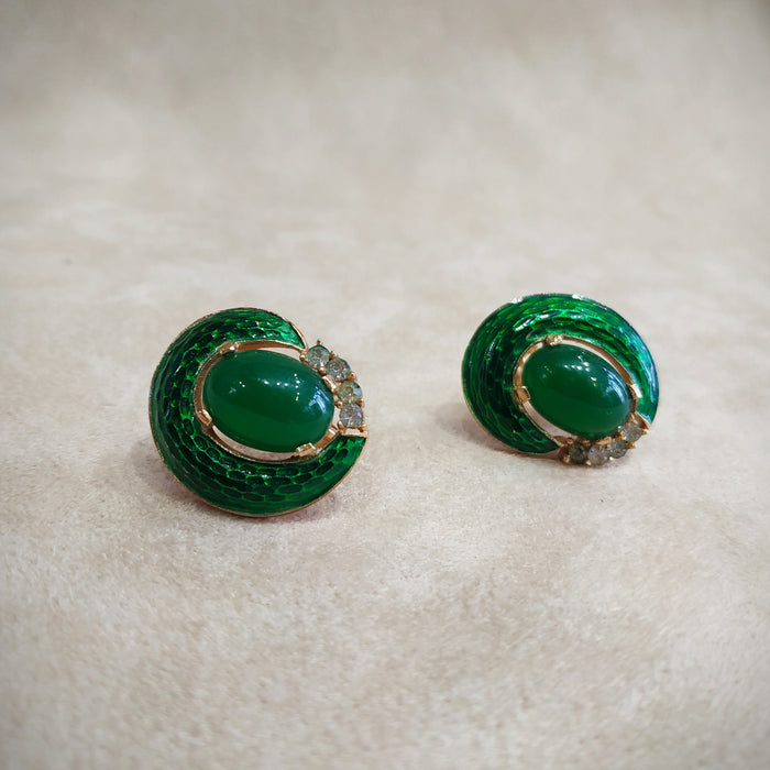 Trifari Green Earrings from the L’Orient Collection - The Hirst Collection