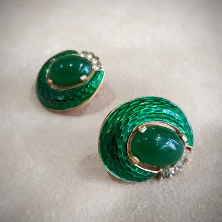 Trifari Green Earrings from the L’Orient Collection - The Hirst Collection