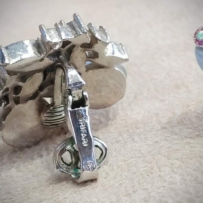Vintage Trifari Blue pink  Berry Earrings - The Hirst Collection