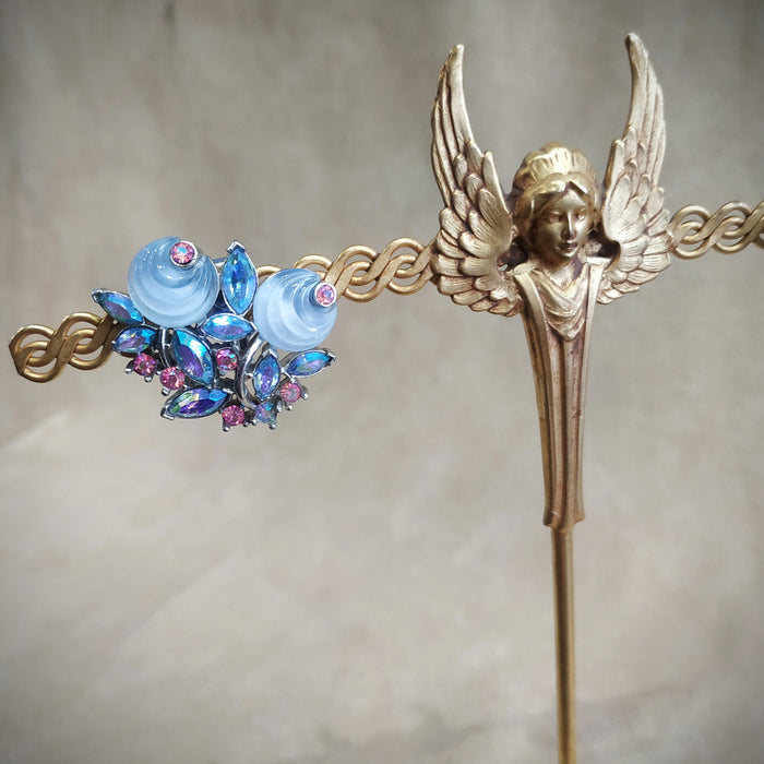 Vintage Trifari Blue pink  Berry Earrings - The Hirst Collection