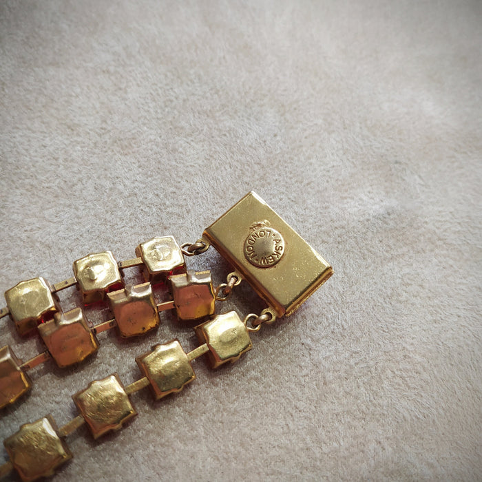 Askew London Red Crystal Triple row Bracelet - The Hirst Collection