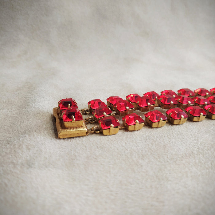 Askew London Red Crystal Triple row Bracelet - The Hirst Collection