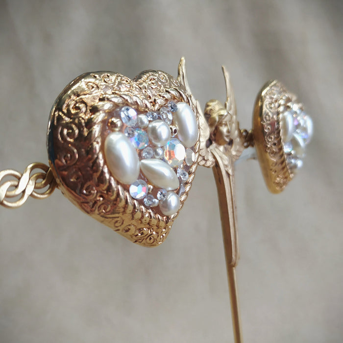Jacky De G Chunky Vintage Gold Heart Earrings - The Hirst Collection