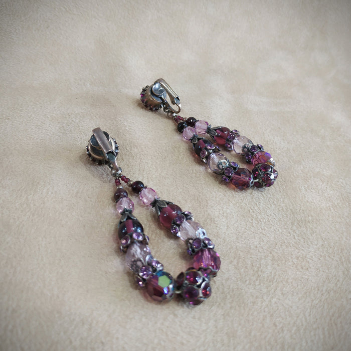 Askew London Purple Silver clip on drop earrings - The Hirst Collection