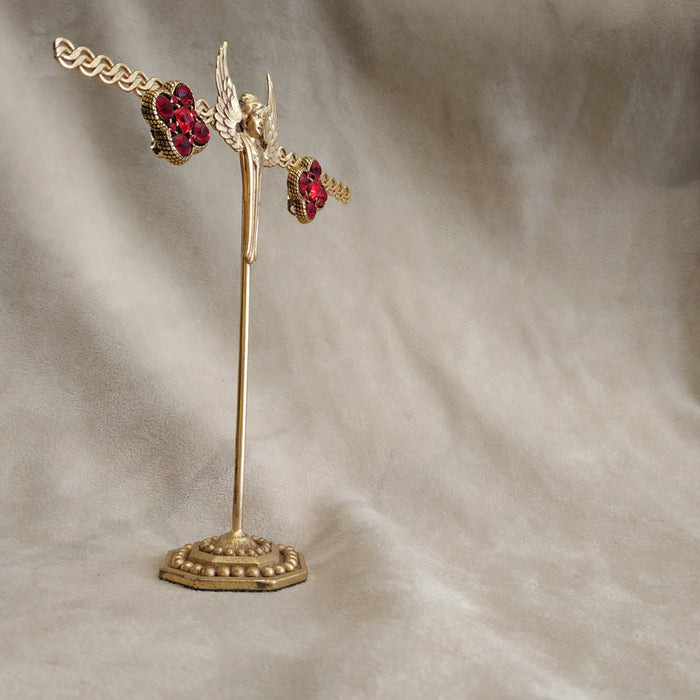 Quatrefoil Red Gold Clip On Earrings by Askew London - The Hirst Collection