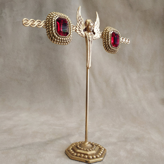 Red Square Earrings by Sphinx Clip On Gold - The Hirst Collection