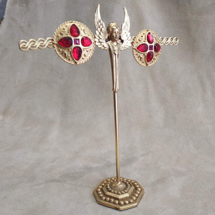 Red Round Earrings by Rima Ariss Clip On Gold - The Hirst Collection